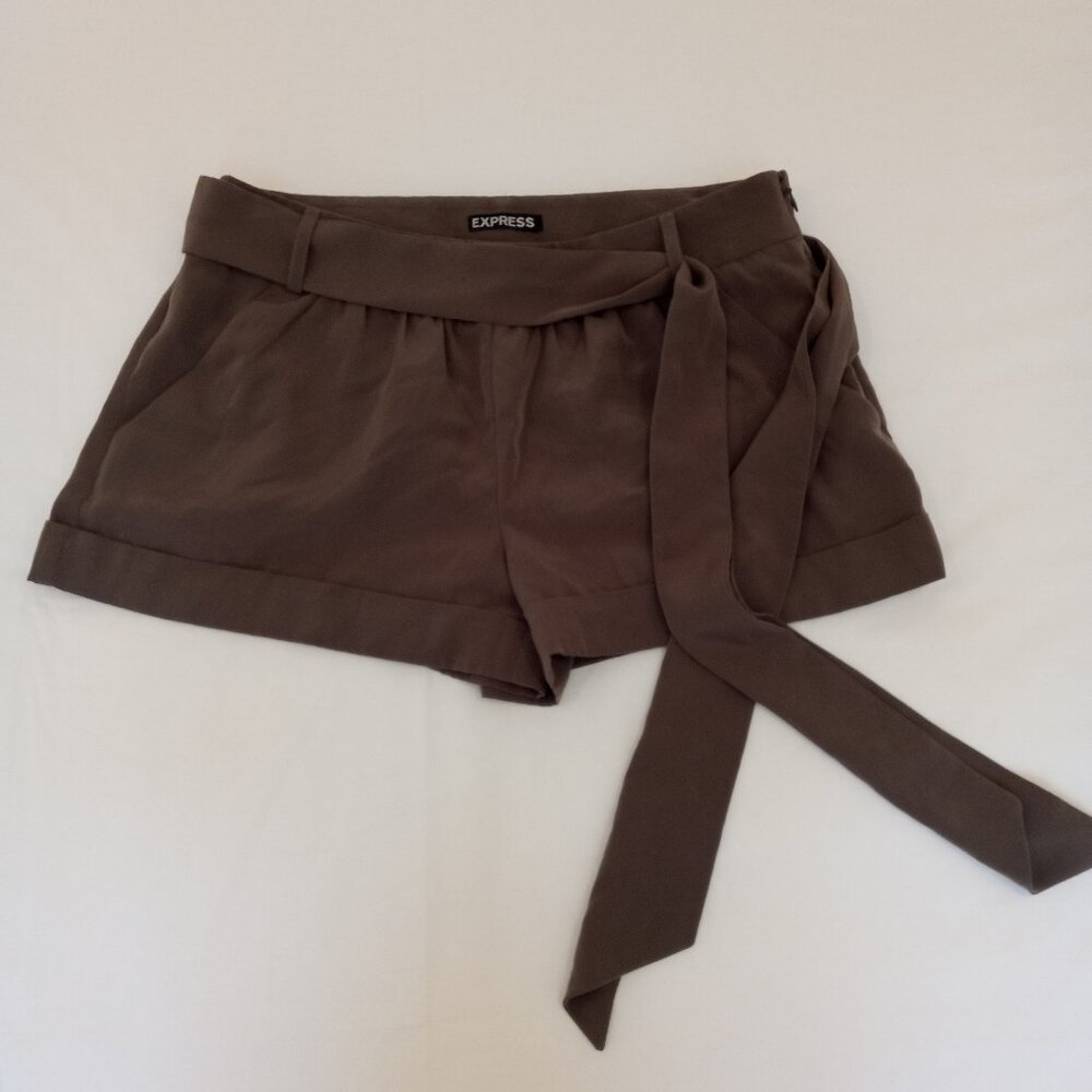 Express Olive Green Shorts with Ties